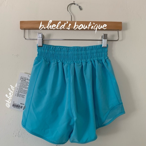 lululemon Hotty Hot High-Rise Lined Short 4" Electric Turquoise Blue Sz0 New NWT - Picture 9 of 12